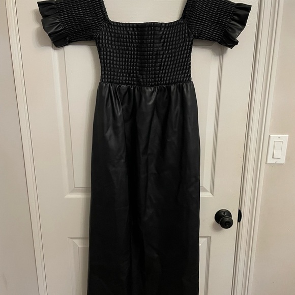 STAUD Mae Leather Dress in Black - Picture 3 of 8